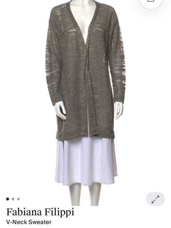 Fabiana Filippi Sweaters - Long Open-Front Cardigan Sweater in Heather Gray